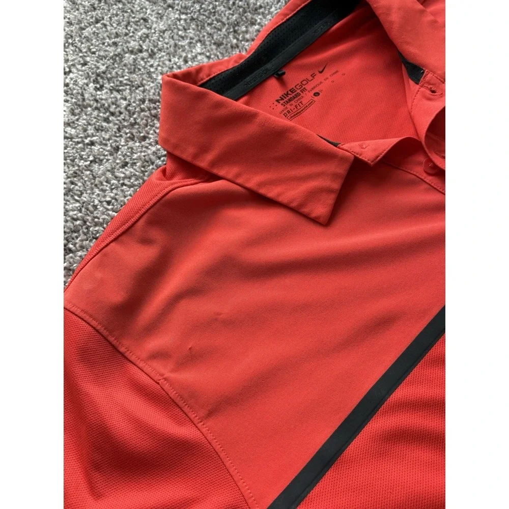 Nike Golf Standard Fit‎  Short Sleeve Mens Size Large Dri Fit Polo Orange/Red